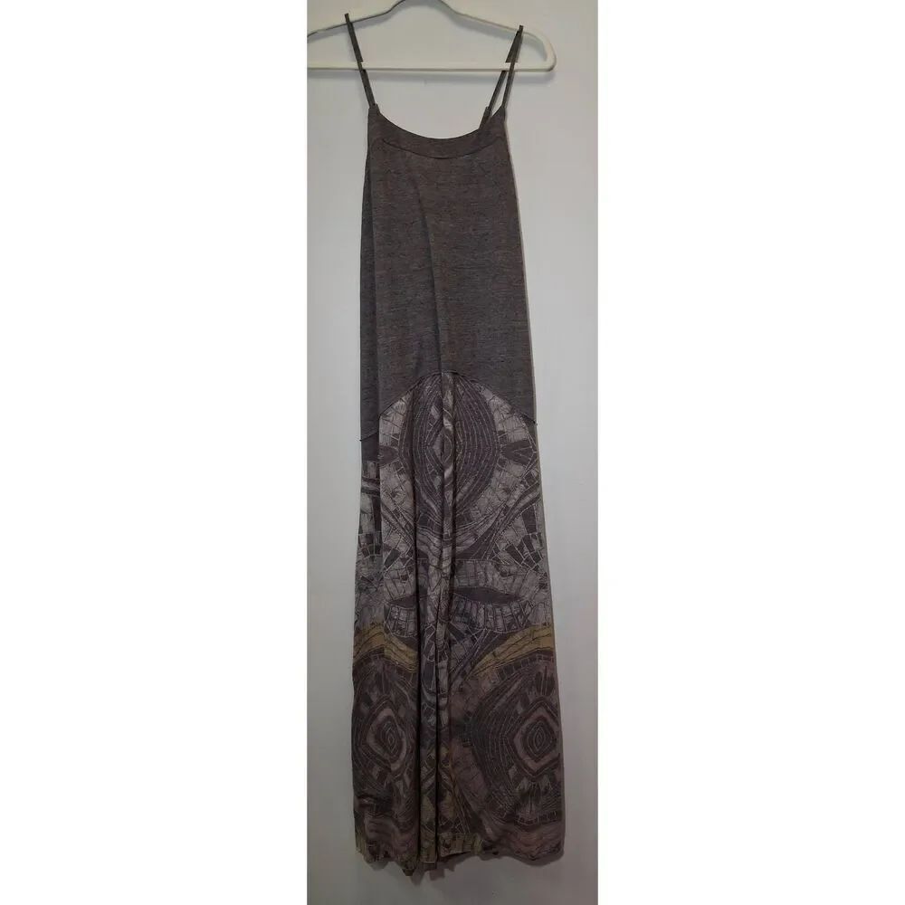 Free People womens small maxi dress rust brown earthtone whimsical beach boho